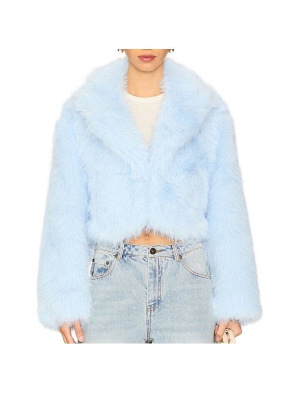 NEW Paris Cropped Faux Fur Jacket Size S